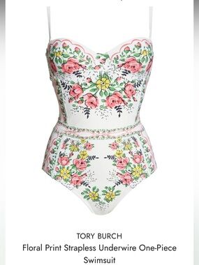 NWT Tory Burch White Floral One-Piece Swimsuit